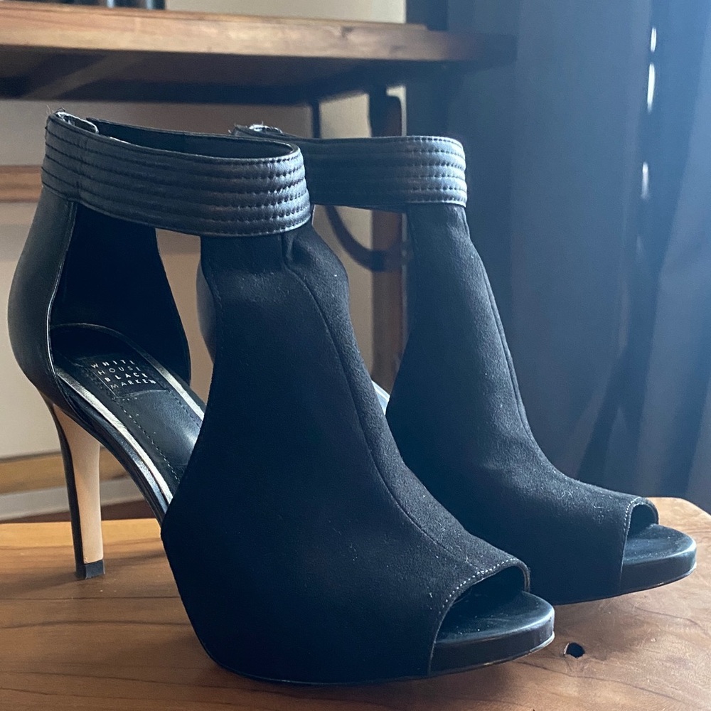 White House Black Market Black Peep-Toe Heels